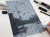 drawing a rainy landscape with a