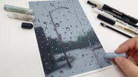 drawing a rainy landscape with a