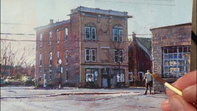 Sketching an Old Firehouse Big Revisions to the Painting Halfway