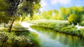 quot Silent river quot Watercolor landscape painting