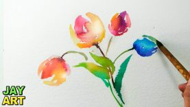 Tulips Watercolor Painting Fast and Easy