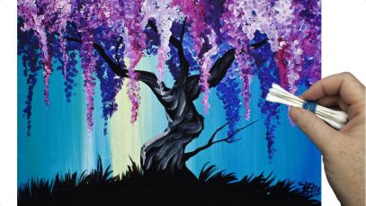 Wisteria Willow Tree Q Tip Painting Technique for BEGINNERS EASY