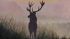 Stag Deer Silhouette Foggy Morning Landscape Acrylic Painting LIVE Tutorial