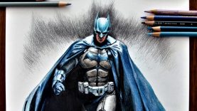 Batman DC Superhero drawing. Drawing with colored pencils. 배트맨 색연필로
