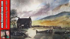 Bodmin Moor watercolour painting lesson using the large hake brush