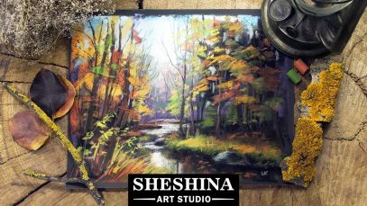 How to draw a stream in an autumn forest with