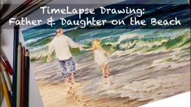 Timelapse Speed drawing Ocean Beach Prismacolor Premier colored pencils