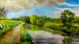 How to quickly paint a landscape watercolor painting