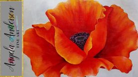 RED POPPY Acrylic Painting Georgia O39Keeffe Inspired Tutorial LIVE Beginner