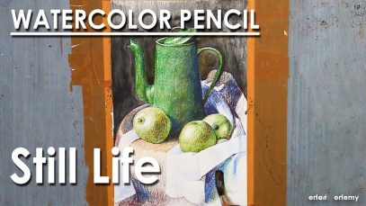 Still Life Drawing in Watercolor Pencil Jug amp Fruits