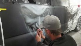Joker airbrush show truck speed painting