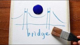Bridge Landscape Acrylic Painting on Mini Canvas Step by Step