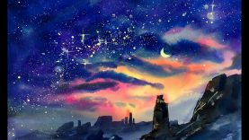 Watercolor Starry Night Demonstration 水彩画 星空の描き方