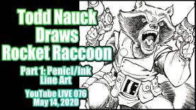 Drawing Rocket Raccoon pencilink line art Todd Nauck Art Livestream