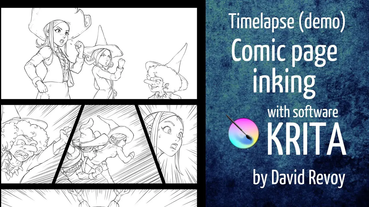 Comic page inking with Krita - Timelapse - David Revoy - PaintingTube