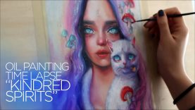 OIL PAINTING TIME LAPSE Mystical goddess and cat quotKindred