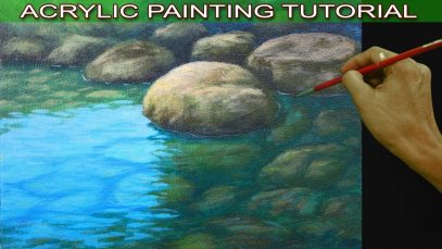 Acrylic Painting Tutorial on how to Paint Shallow River with