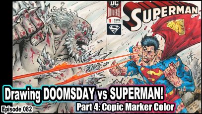 Drawing Superman vs Doomsday Copic Marker color art Todd Nauck