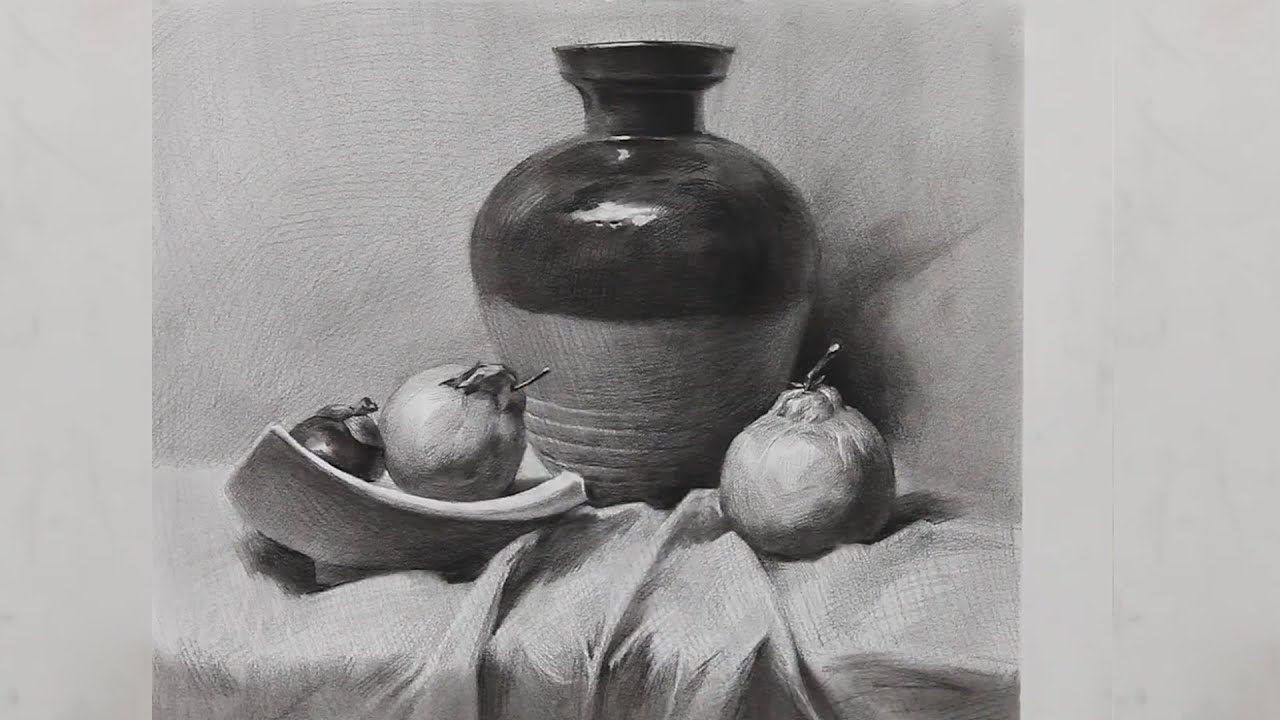 Still Life, Charcoal Pencils, Me, 2020 : Drawing CE4