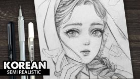 Draw Korean girl Semi realistic style