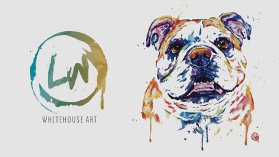 Watercolor painting of a Bulldog Time Lapse painting by