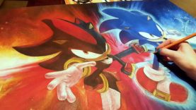 Colored Pencil Drawing Sonic and Shadow Speed Draw
