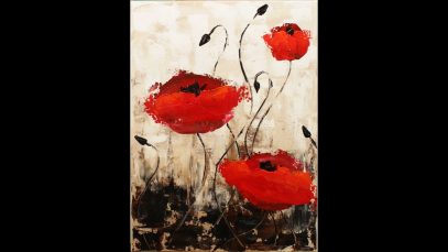 Impressionist Poppies Step by Step Acrylic Painting on Canvas for