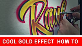 Cool gold effect airbrushed name