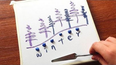Simple Winter Landscape Acrylic Painting on Canvas Step by Step