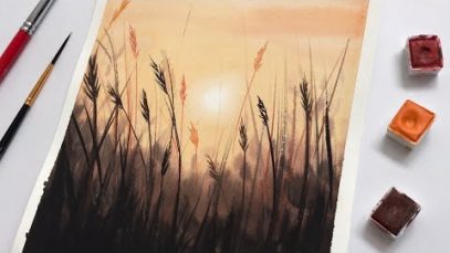 Simple Watercolor Sunset Painting For Beginners Watercolor Painting Tutorial