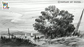 Learn A Landscape Drawing With Very Easy Practice Pencil Strokes