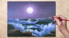 Acrylic Painting Moonlight Seascape