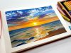 Oil pastel Drawing Sunset Sea seascape / Oil pastel Landscape
