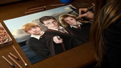 Drawing Harry Potter, Ron Weasley, and Hermione Granger