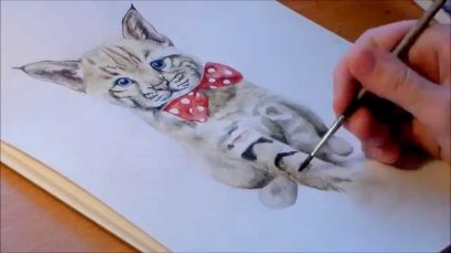 Bobcat cub speed painting tutorial in watercolors