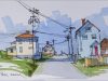 A virtual Urban Sketch of a street in Bonavista Newfoundland.