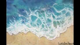 Watercolor Beach Wave Lesson | Cindy's Art | Easy Ocean