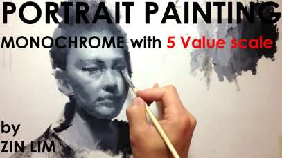 Monochromatic Portrait Painting by 5 Value Scale.