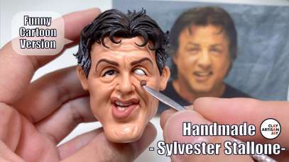 Sylvester Stallone funny cartoon sculpture fully handmade from polymer clay【Clay