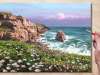 Acrylic Painting Sea Cliff Flowers