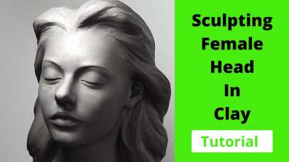 Sculpting female head in clay. Tutorial how to sculpt in