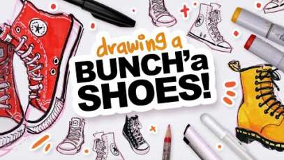 Filling a Sketchbook Spread WITH SHOES! | Tips and Such,