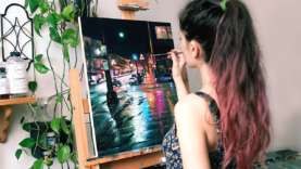 I Painted a Rainy City | Oil Painting Time Lapse