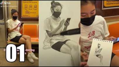 Drawing realistic portraits of strangers on the NYC subway compilation