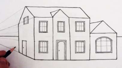 How to Draw a House in 1-Point Perspective: Narrated