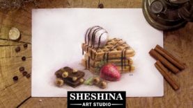 How to draw waffles and chocolate with soft pastels ?