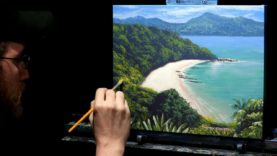 Acrylic Seascape Painting of a Tropical Island – Time Lapse