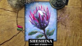 How to draw a Protea flower with soft pastels ?