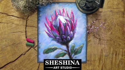 How to draw a Protea flower with soft pastels ?