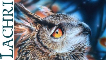 Drawing an Owl in polychromos colored pencil w/ airbrush –